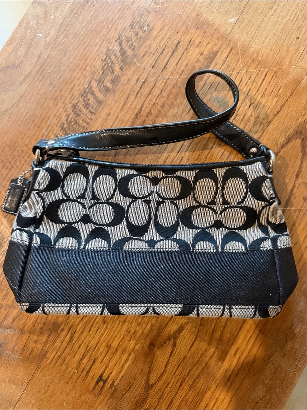 Coach Black and Gray Signature Shoulder Wristlet